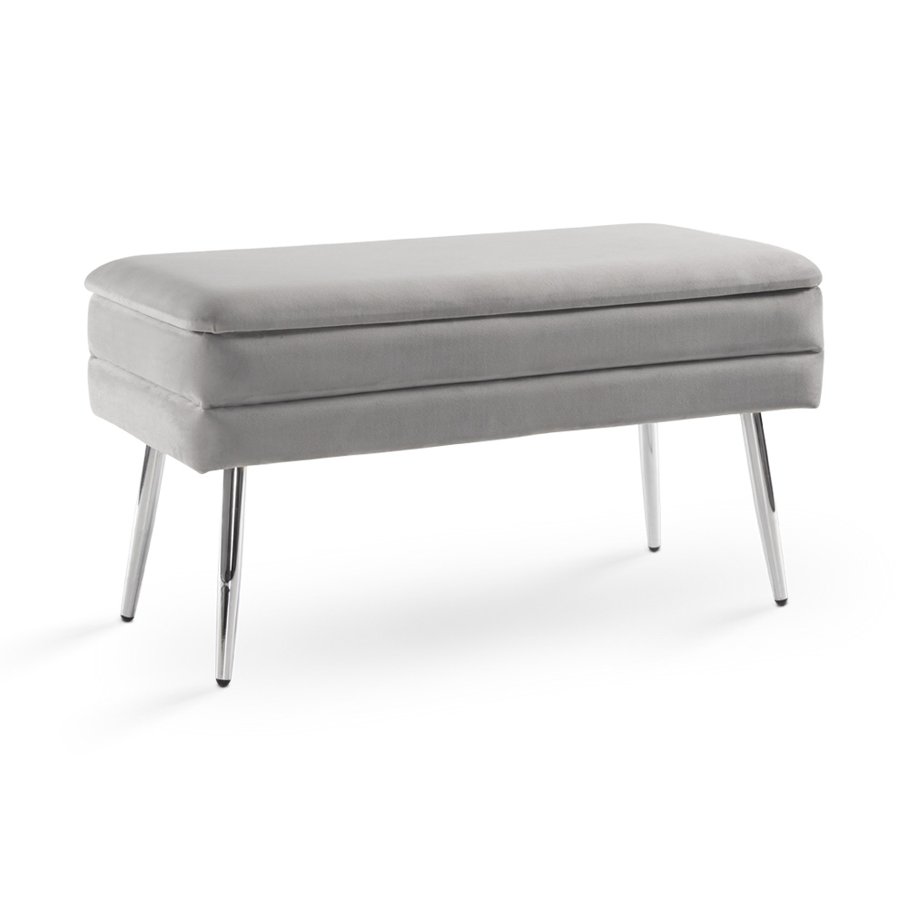 Enya Storage Bench: Grey velvet 